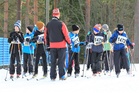 Innokkaita lapsia lähtöpuuhissa.  Kuvan saa suuremmaksi klikkaamalla sitä.(Kuva Finlandia-hiihto)